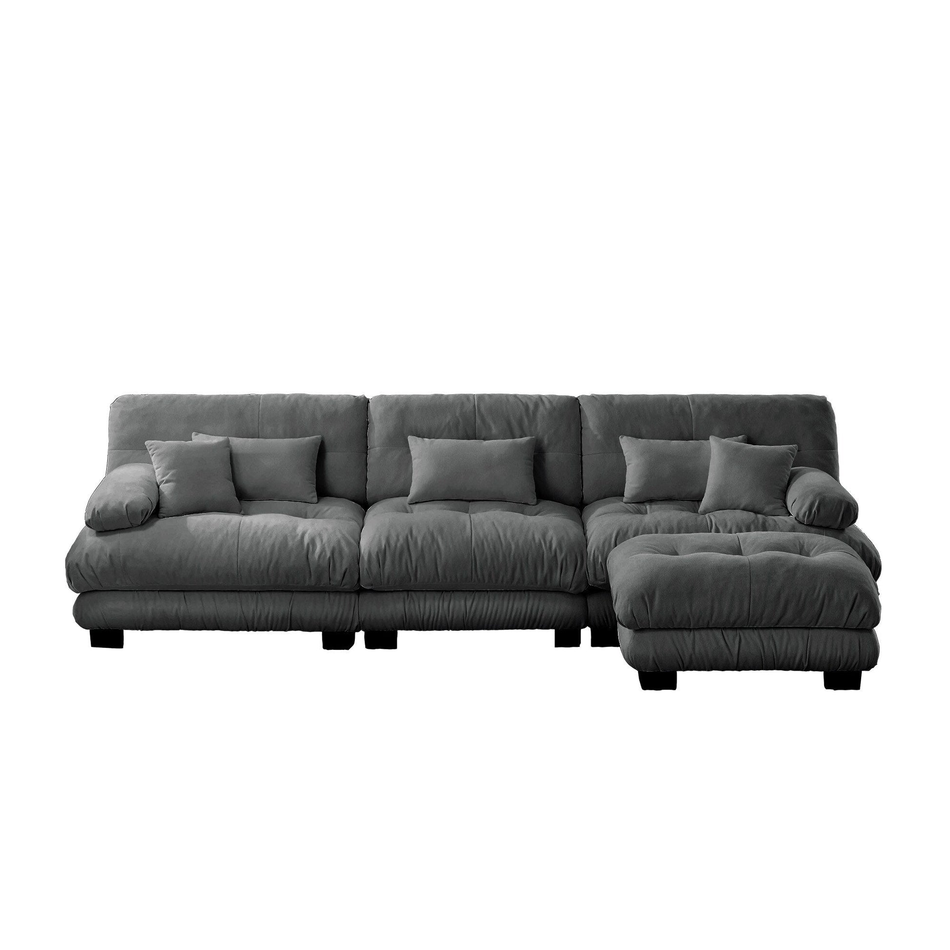 Canapé d'angle modulaire 3 places, canapé profond en forme de L, canapé nuage avec pouf convertible pour salon.