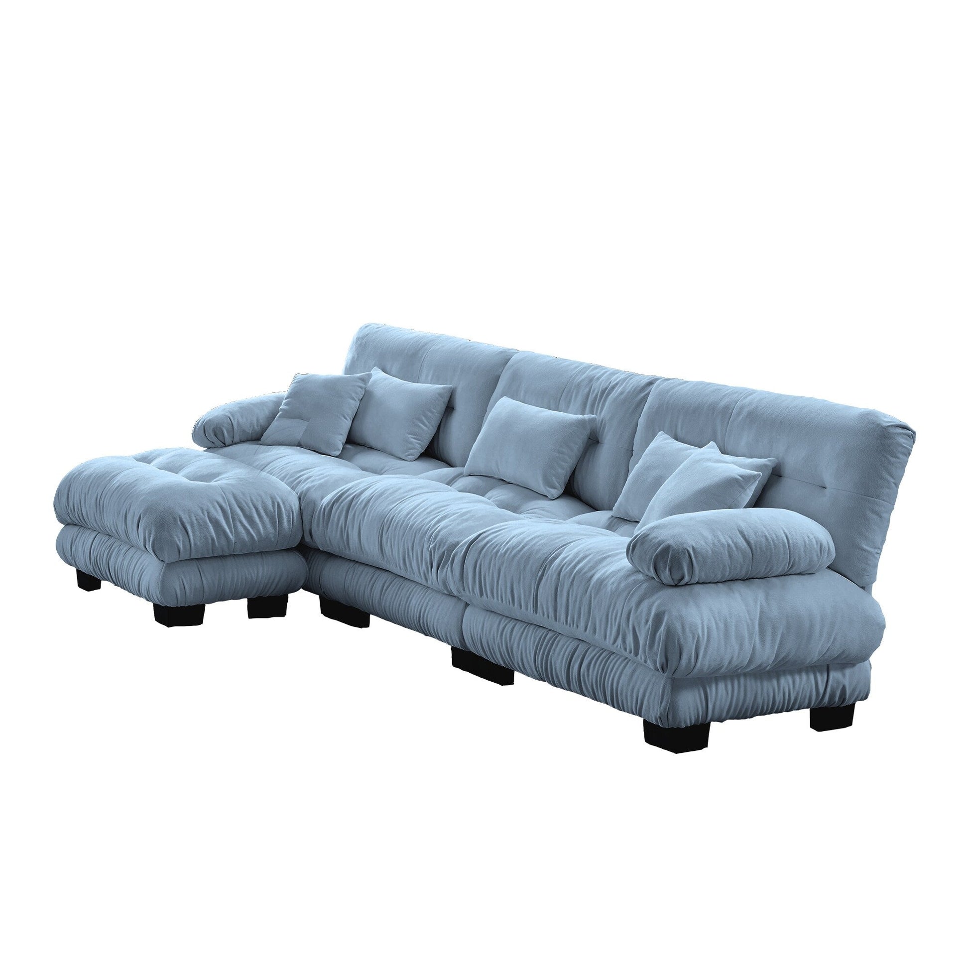 Canapé d'angle modulaire 3 places, canapé profond en forme de L, canapé nuage avec pouf convertible pour salon.