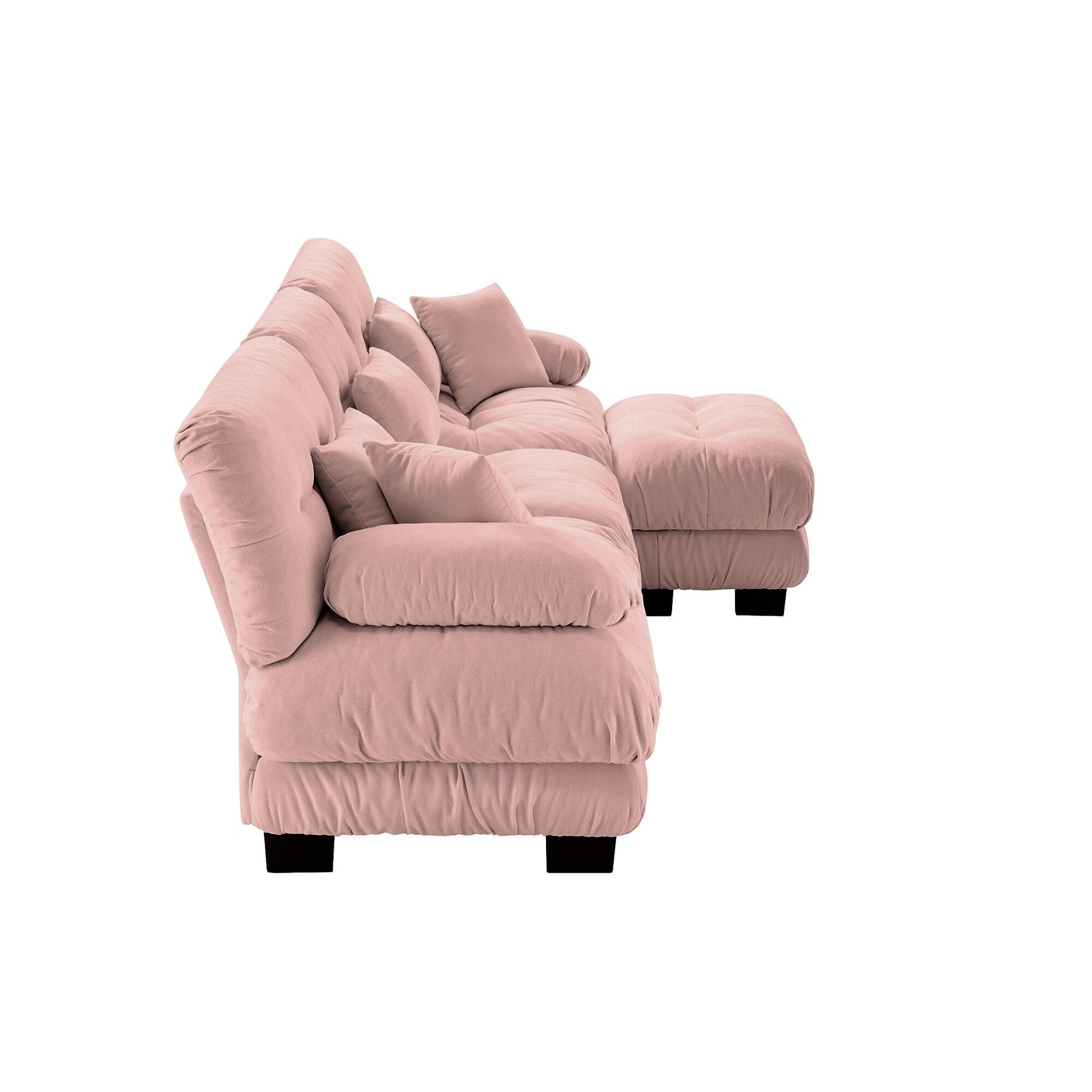 Canapé d'angle modulaire 3 places, canapé profond en forme de L, canapé nuage avec pouf convertible pour salon.