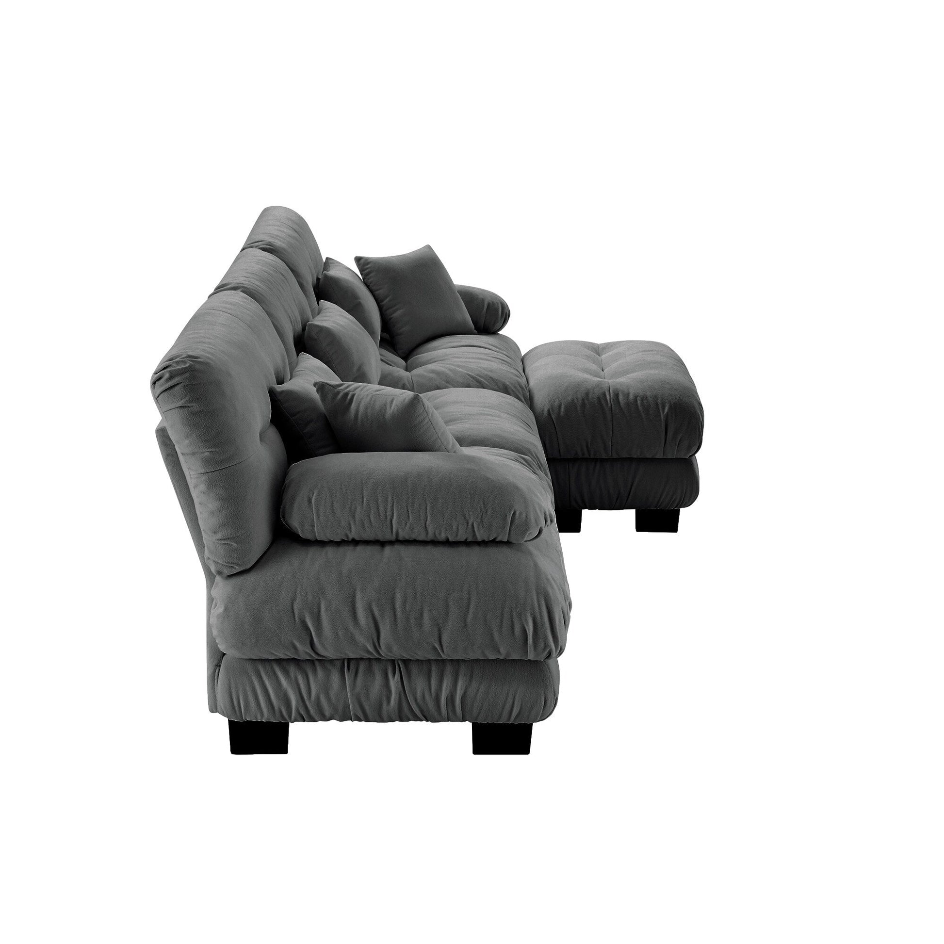 Canapé d'angle modulaire 3 places, canapé profond en forme de L, canapé nuage avec pouf convertible pour salon.