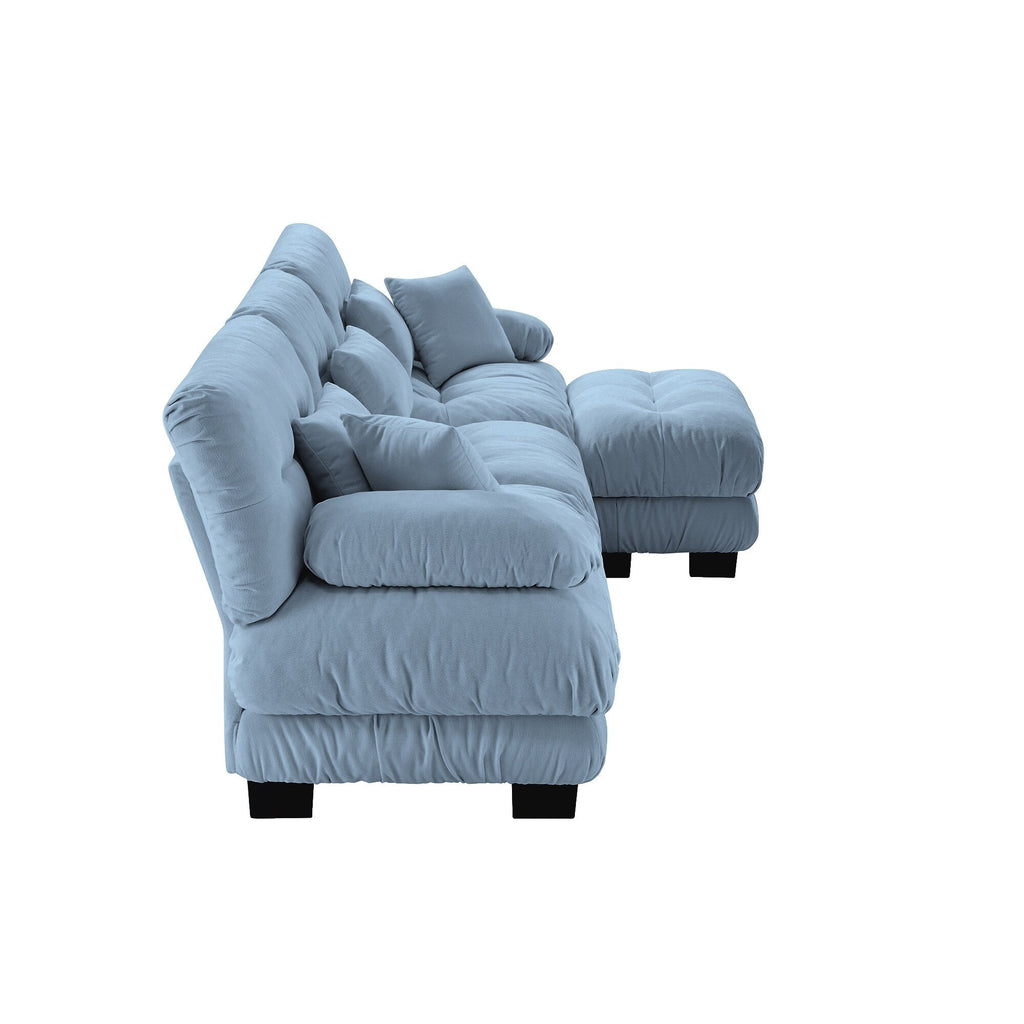 Canapé d'angle modulaire 3 places, canapé profond en forme de L, canapé nuage avec pouf convertible pour salon.