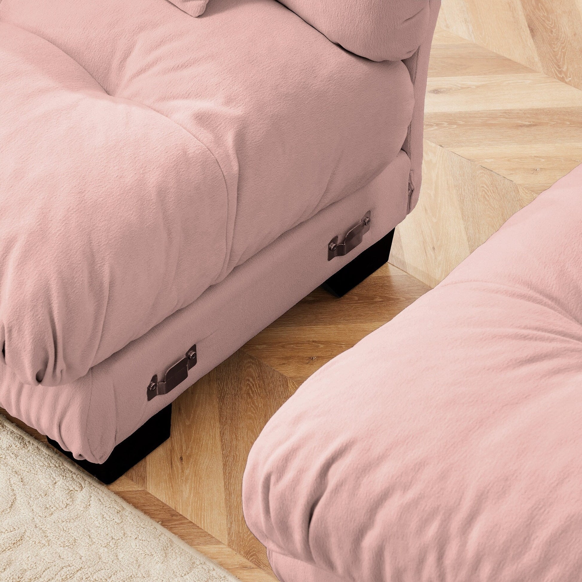 Canapé d'angle modulaire 3 places, canapé profond en forme de L, canapé nuage avec pouf convertible pour salon.
