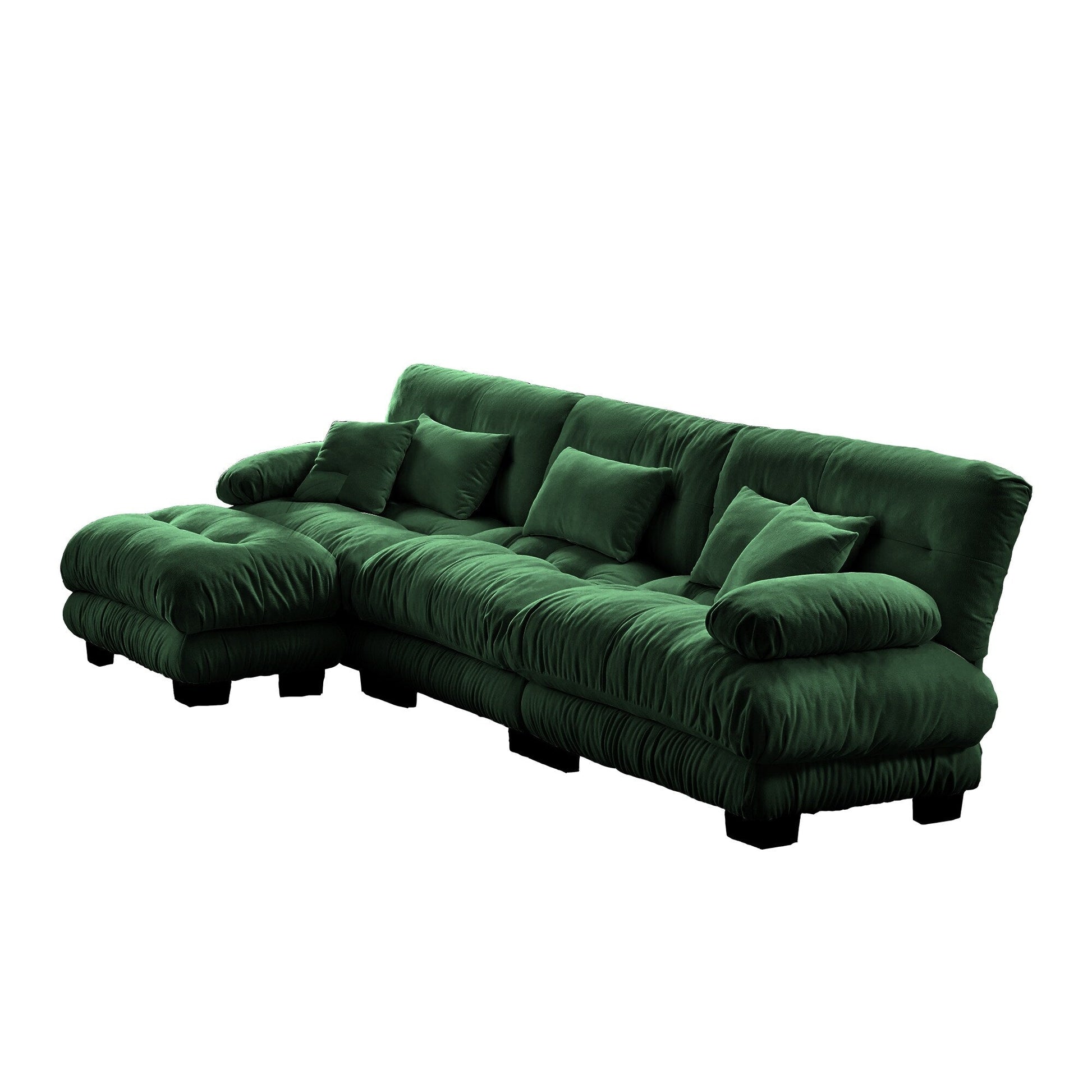 Canapé d'angle modulaire 3 places, canapé profond en forme de L, canapé nuage avec pouf convertible pour salon.