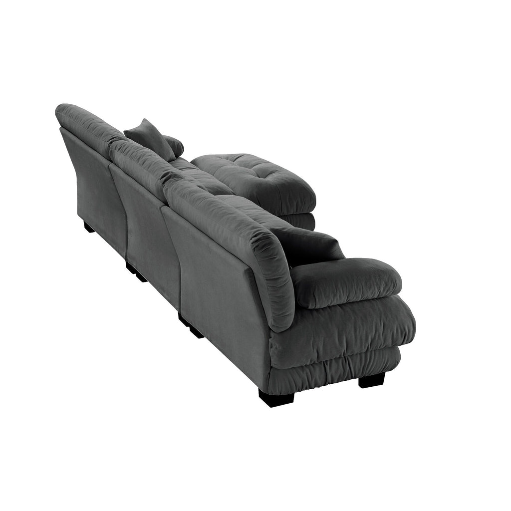 Canapé d'angle modulaire 3 places, canapé profond en forme de L, canapé nuage avec pouf convertible pour salon.