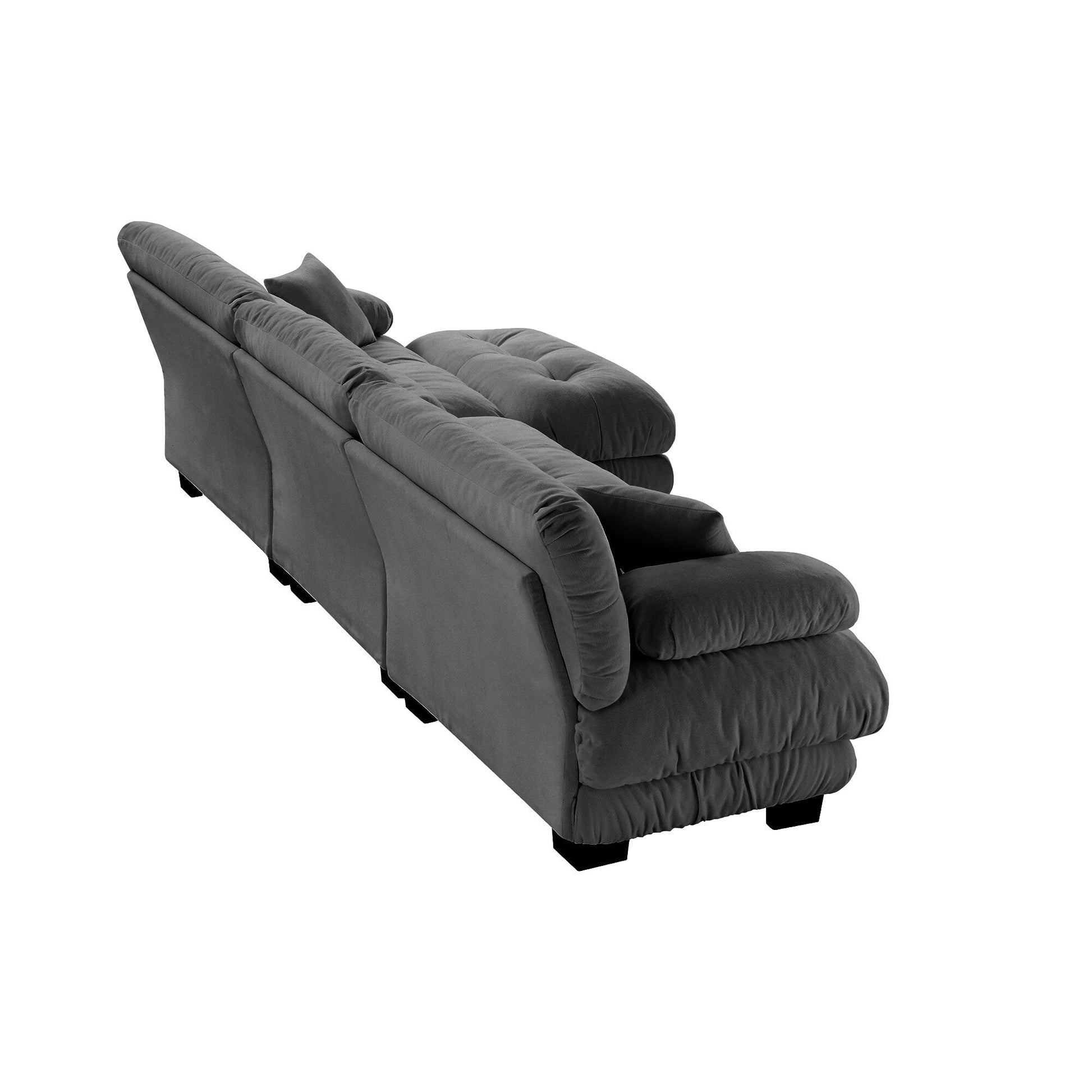 Canapé d'angle modulaire 3 places, canapé profond en forme de L, canapé nuage avec pouf convertible pour salon.