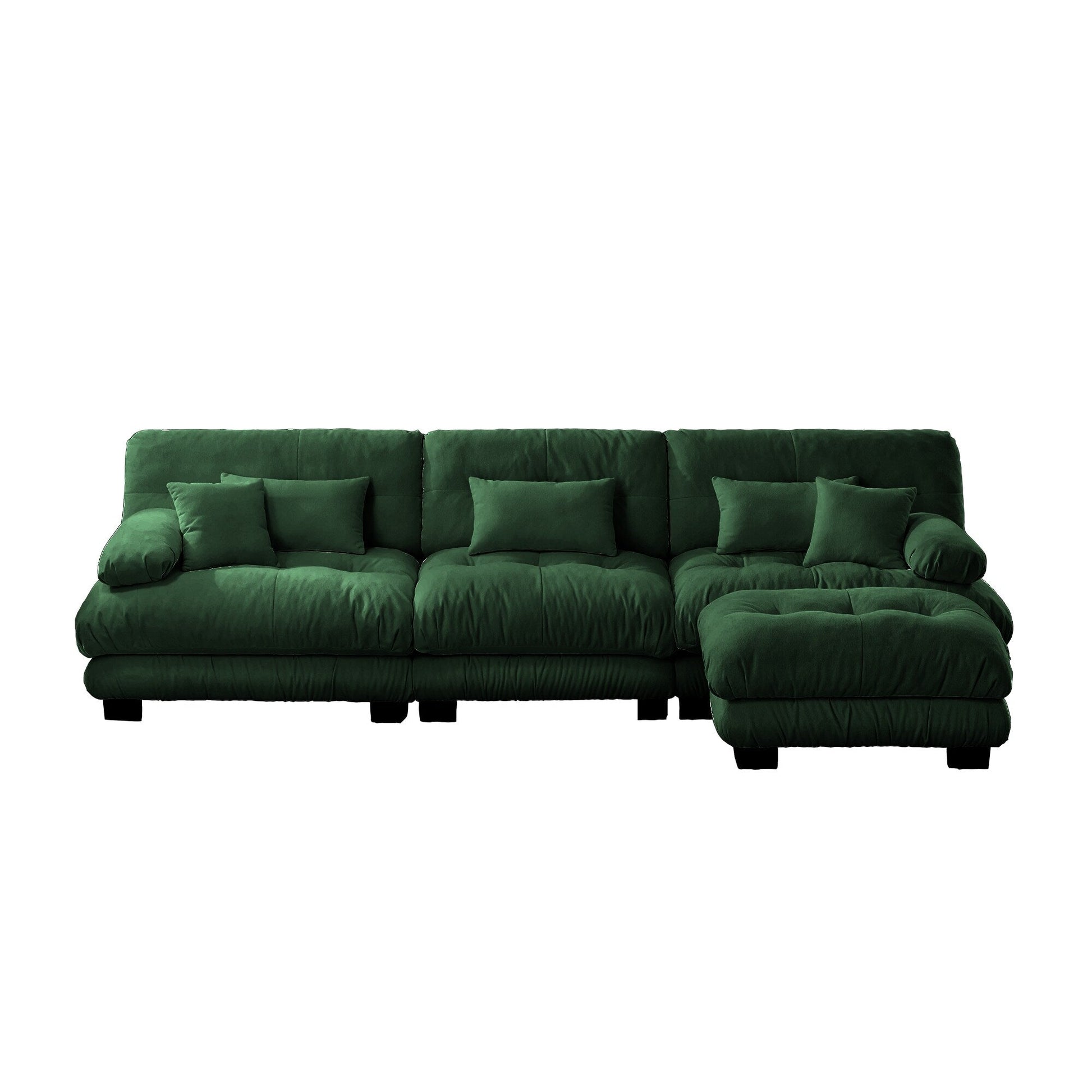 Canapé d'angle modulaire 3 places, canapé profond en forme de L, canapé nuage avec pouf convertible pour salon.