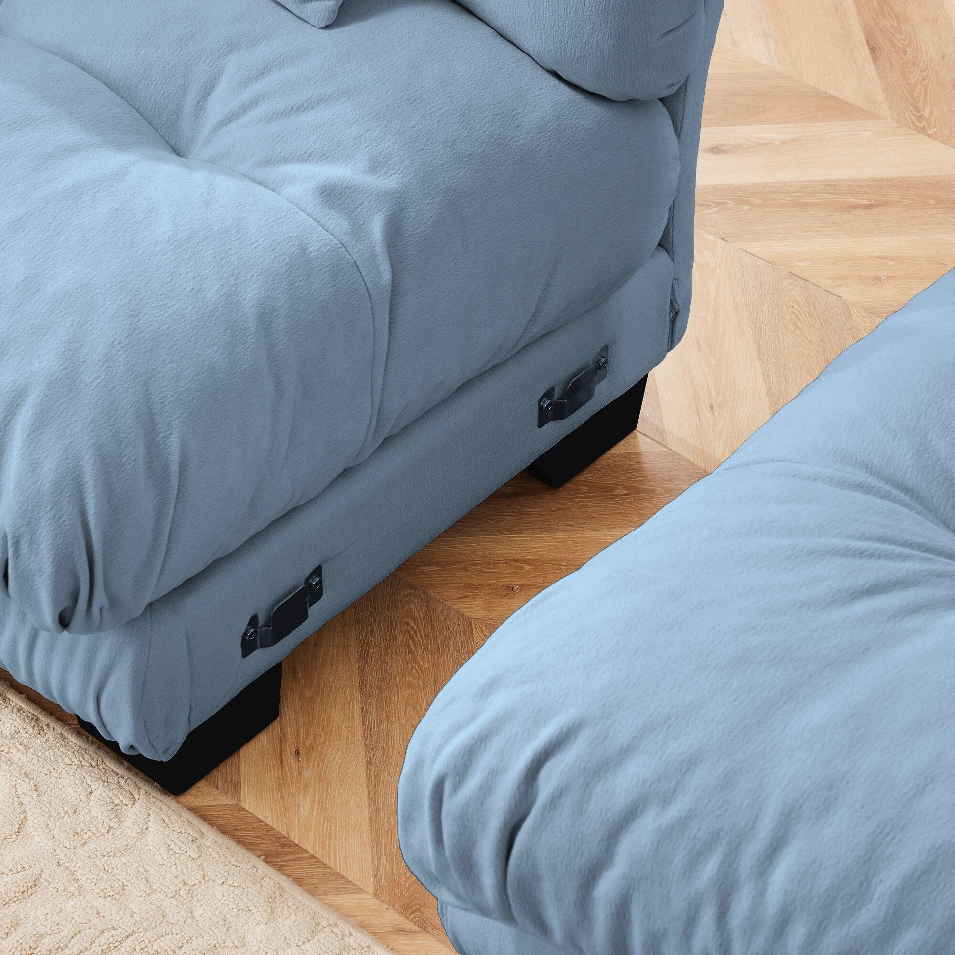 Canapé d'angle modulaire 3 places, canapé profond en forme de L, canapé nuage avec pouf convertible pour salon.