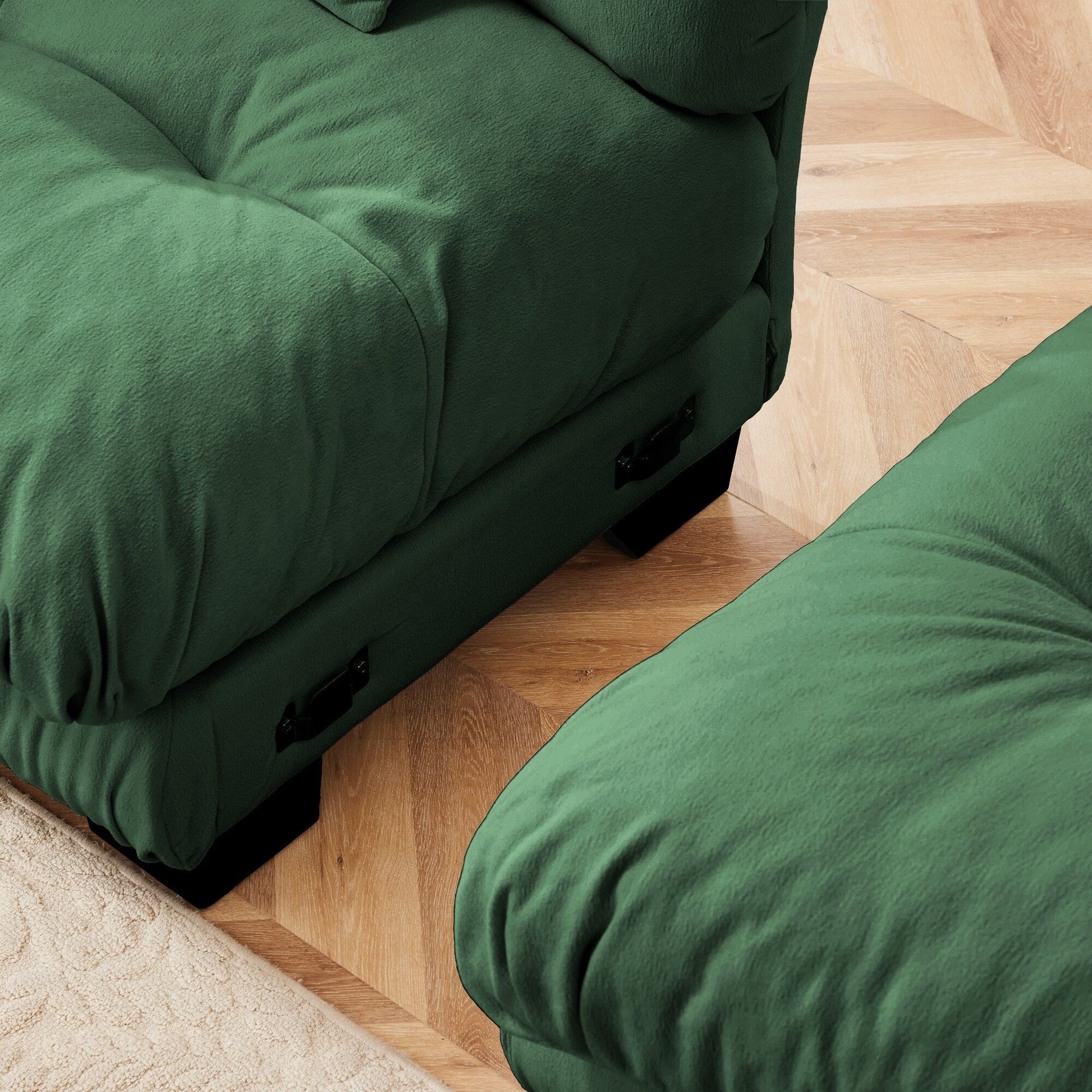 Canapé d'angle modulaire 3 places, canapé profond en forme de L, canapé nuage avec pouf convertible pour salon.