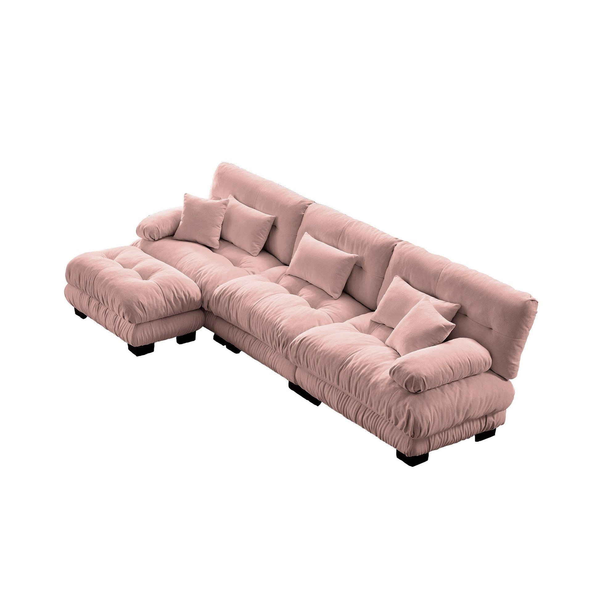 Canapé d'angle modulaire 3 places, canapé profond en forme de L, canapé nuage avec pouf convertible pour salon.