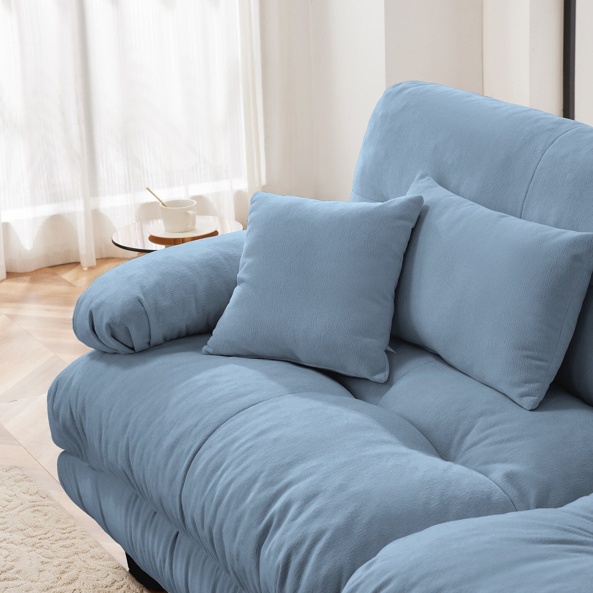 Canapé d'angle modulaire 3 places, canapé profond en forme de L, canapé nuage avec pouf convertible pour salon.