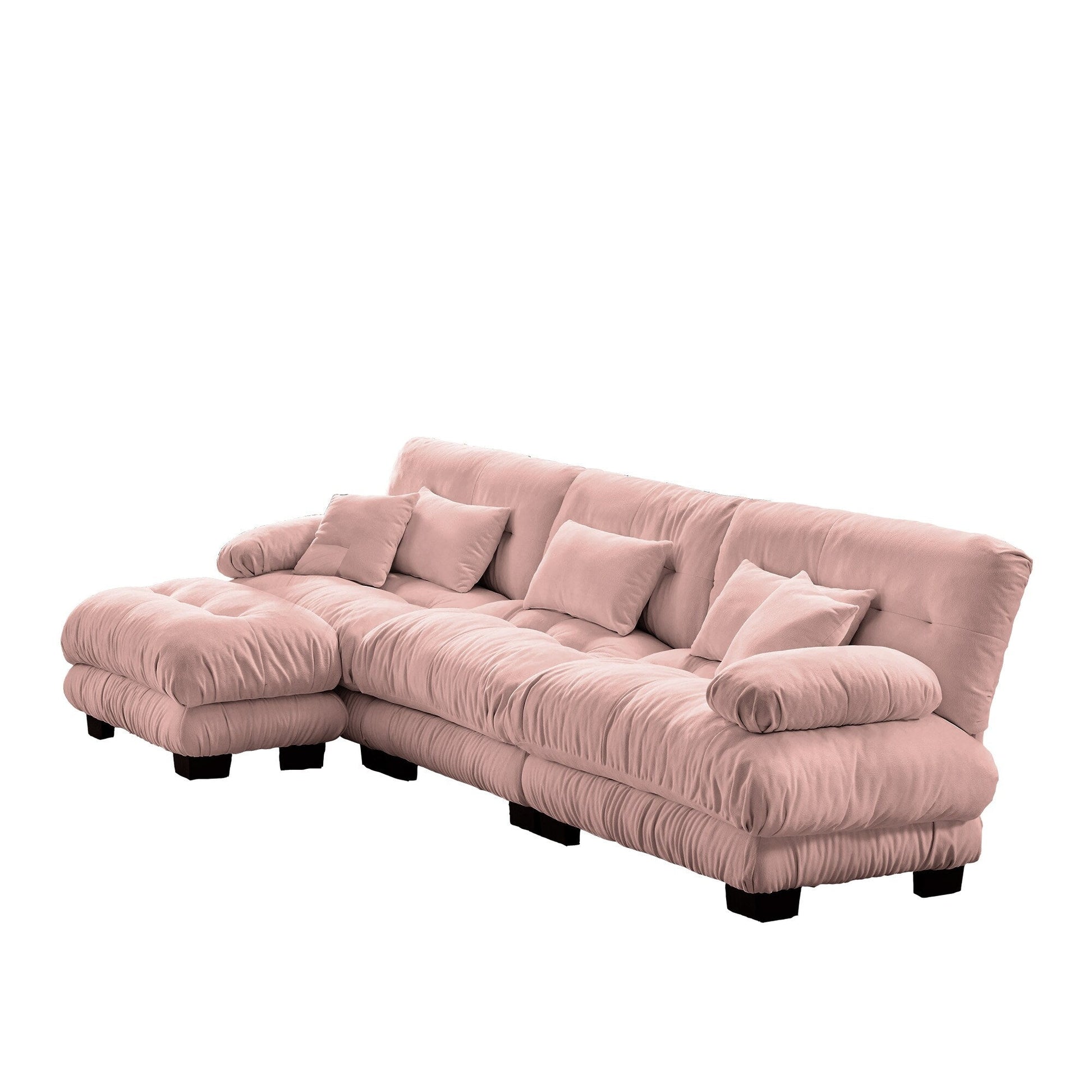 Canapé d'angle modulaire 3 places, canapé profond en forme de L, canapé nuage avec pouf convertible pour salon.