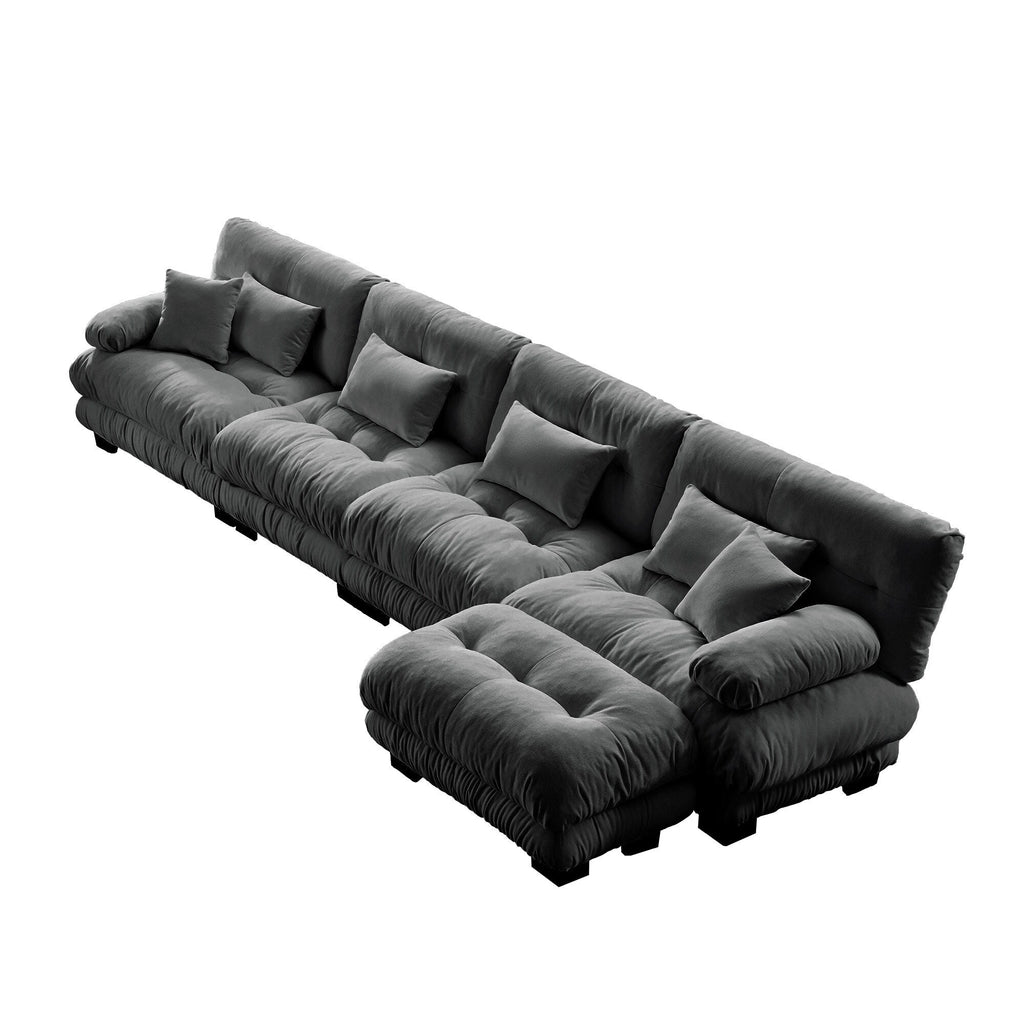 Canapé d'angle modulaire 3 places, canapé profond en forme de L, canapé nuage avec pouf convertible pour salon.