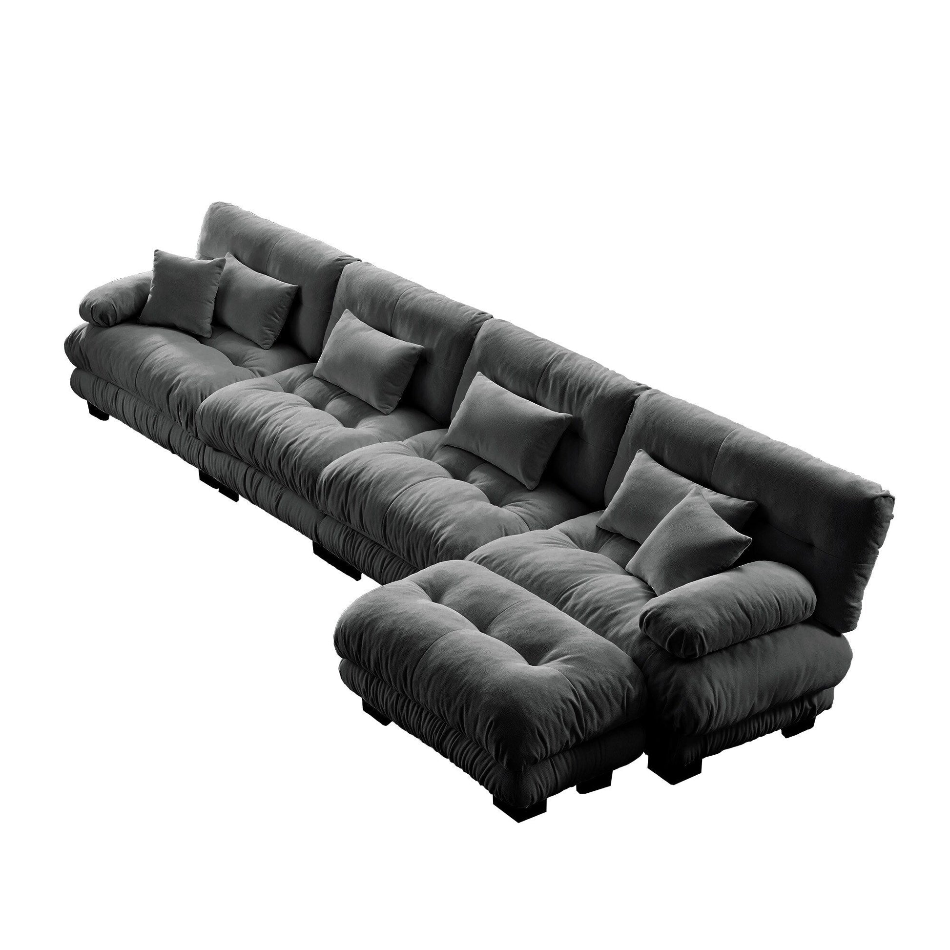 Canapé d'angle modulaire 3 places, canapé profond en forme de L, canapé nuage avec pouf convertible pour salon.