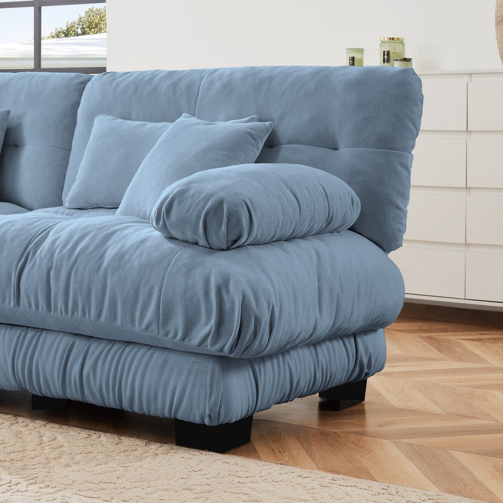 Canapé d'angle modulaire 3 places, canapé profond en forme de L, canapé nuage avec pouf convertible pour salon.