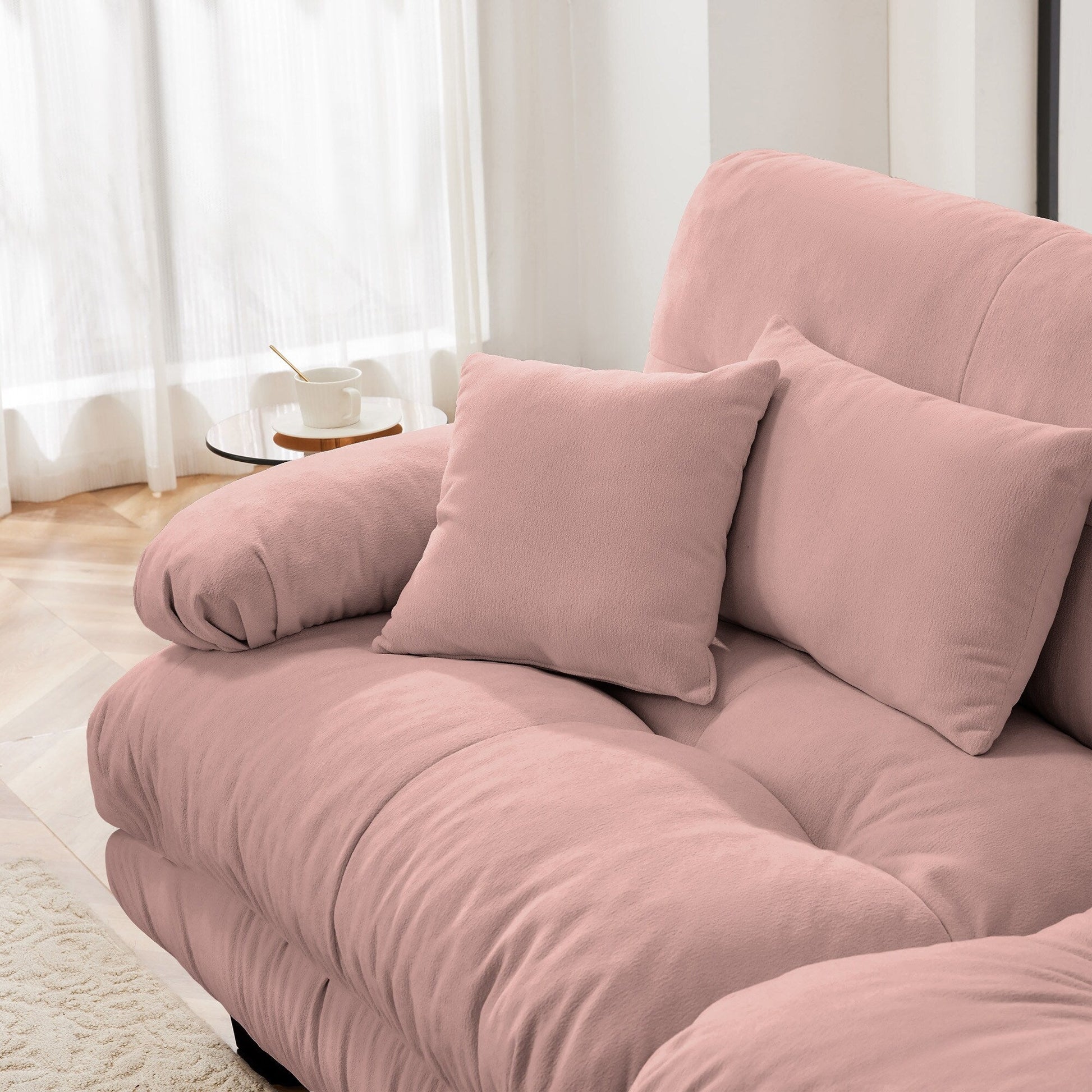 Canapé d'angle modulaire 3 places, canapé profond en forme de L, canapé nuage avec pouf convertible pour salon.