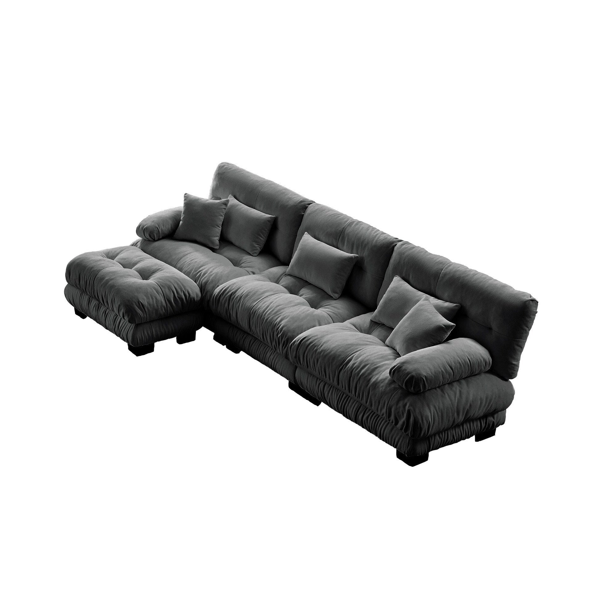 Canapé d'angle modulaire 3 places, canapé profond en forme de L, canapé nuage avec pouf convertible pour salon.
