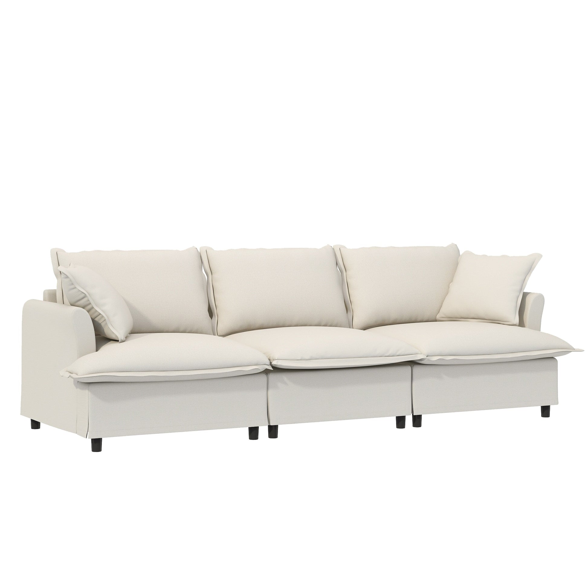 Module canapé 3 places pour canapé d'angle modulable, assise large, canapé moelleux en chenille avec coussins décoratifs