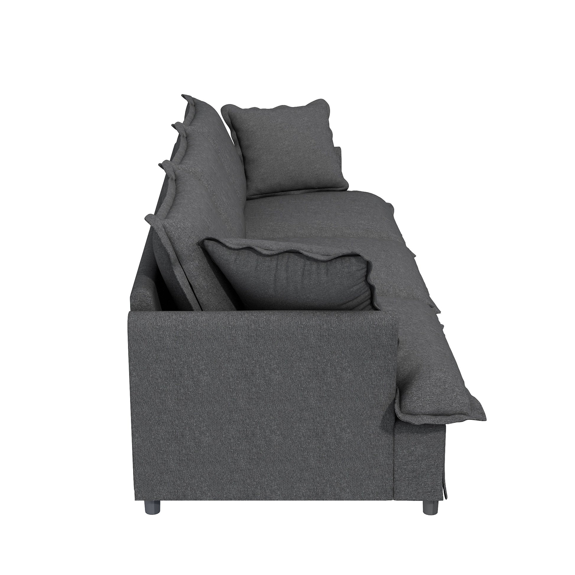 Module canapé 3 places pour canapé d'angle modulable, assise large, canapé moelleux en chenille avec coussins décoratifs