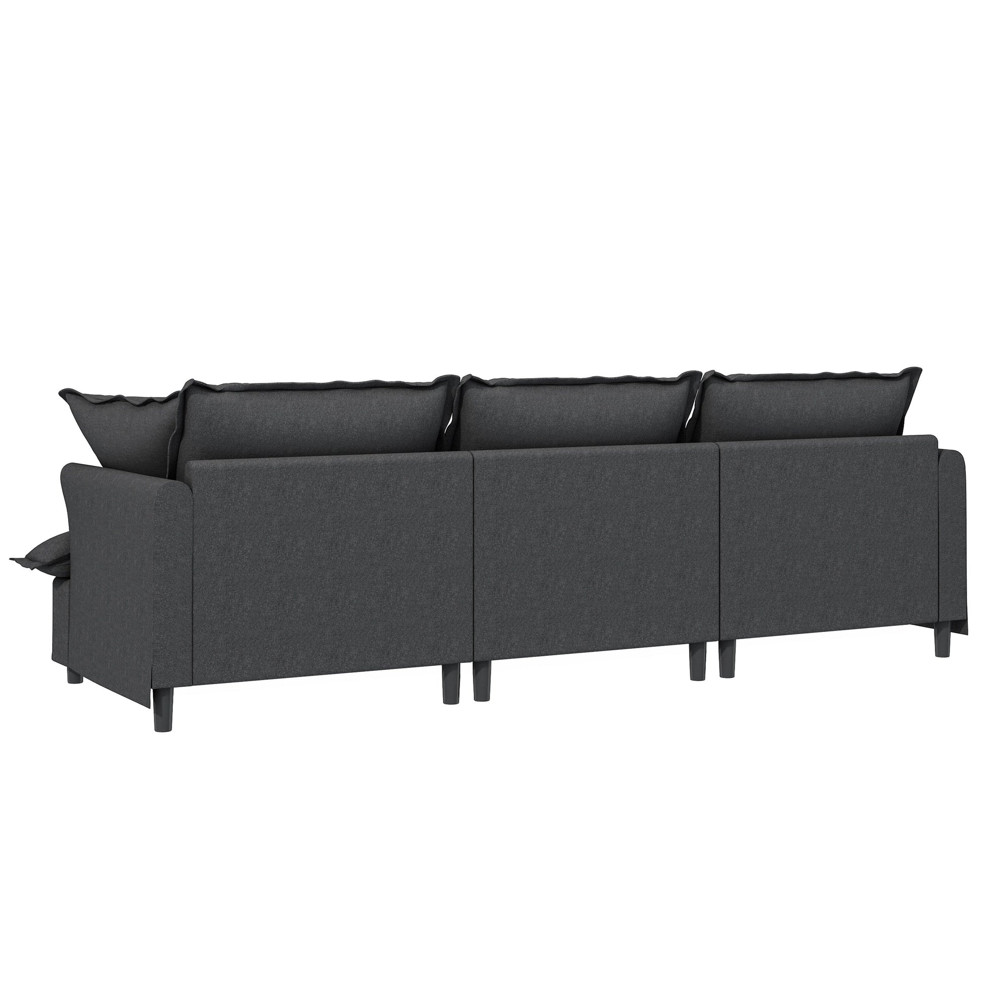 Module canapé 3 places pour canapé d'angle modulable, assise large, canapé moelleux en chenille avec coussins décoratifs