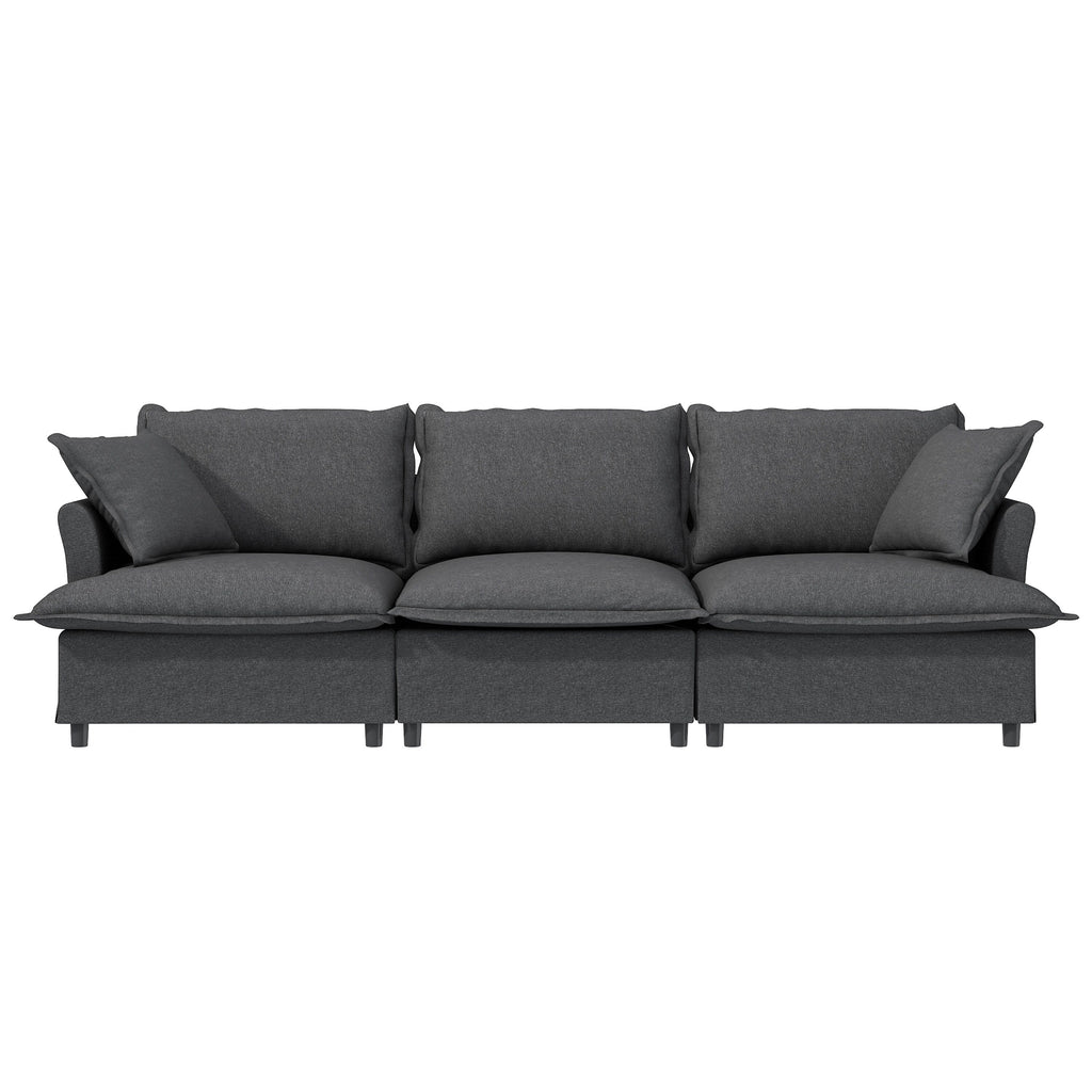 Module canapé 3 places pour canapé d'angle modulable, assise large, canapé moelleux en chenille avec coussins décoratifs