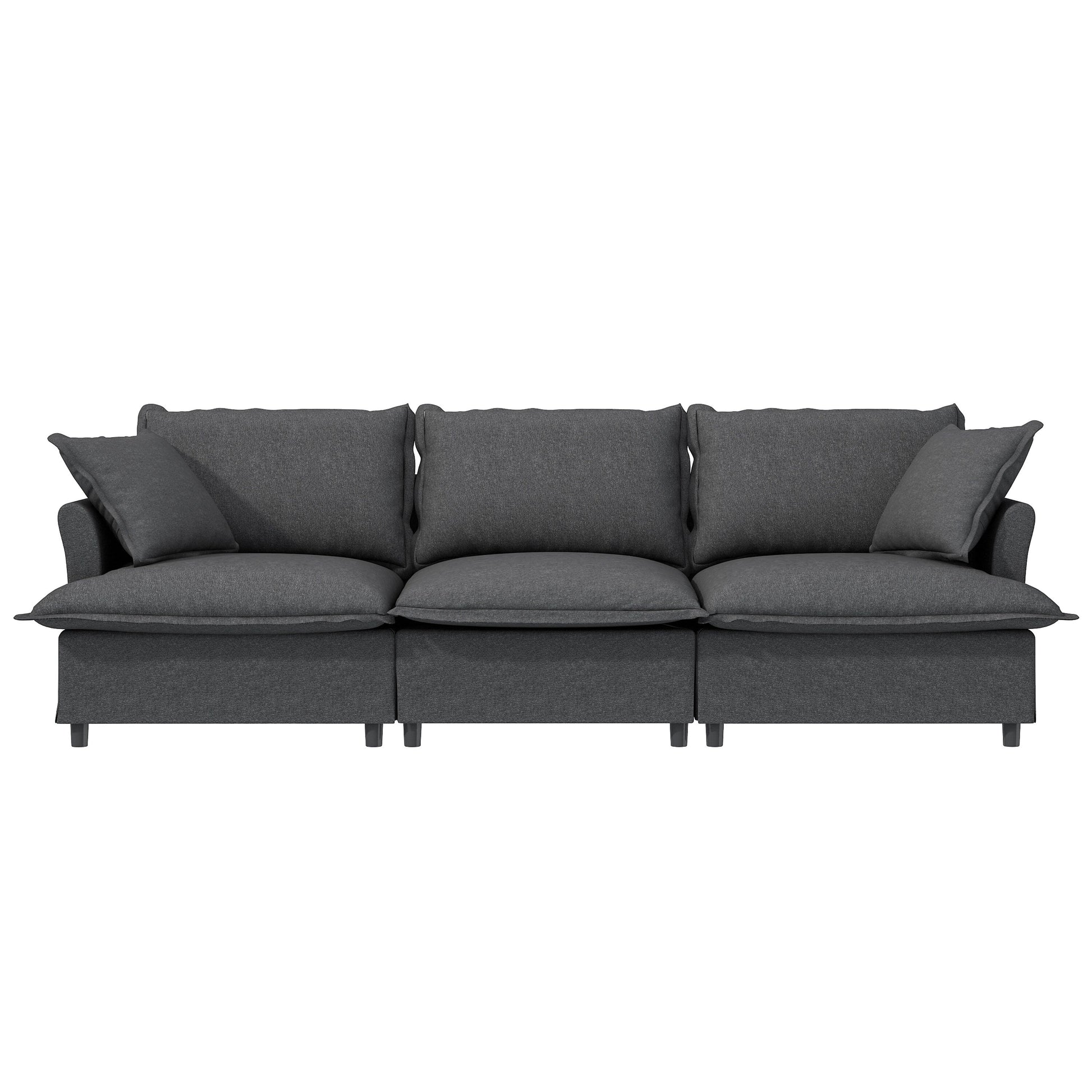 Module canapé 3 places pour canapé d'angle modulable, assise large, canapé moelleux en chenille avec coussins décoratifs