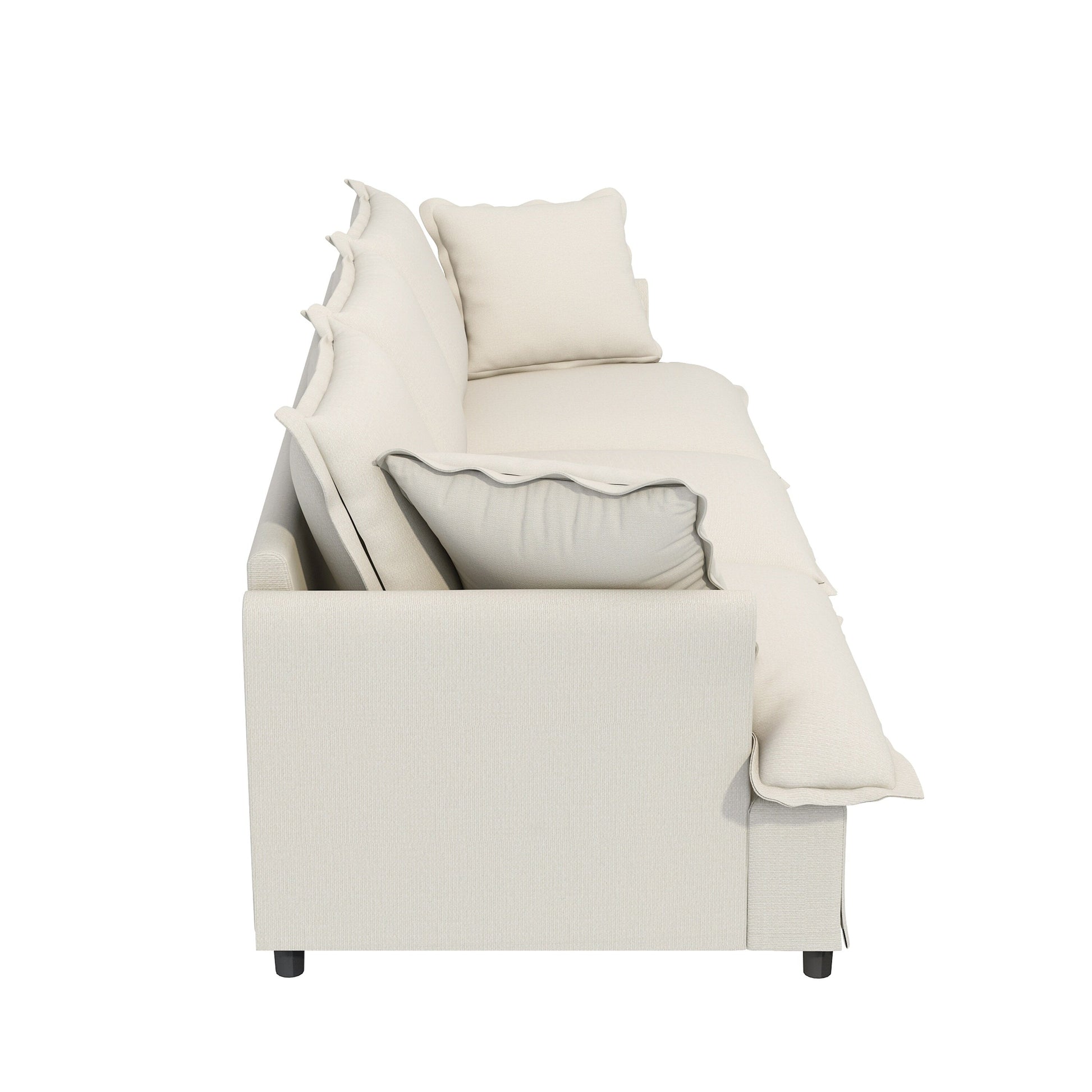 Module canapé 3 places pour canapé d'angle modulable, assise large, canapé moelleux en chenille avec coussins décoratifs