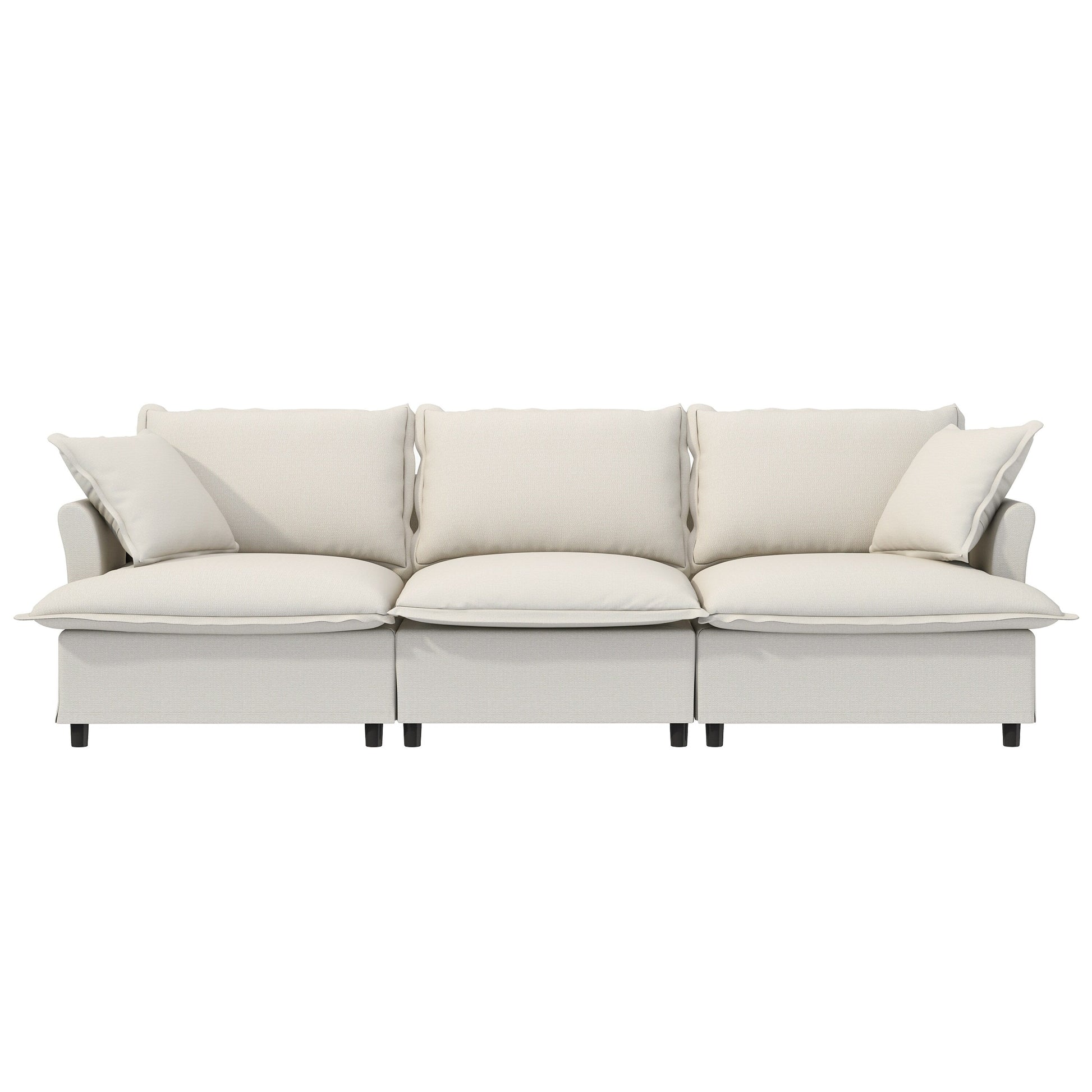 Module canapé 3 places pour canapé d'angle modulable, assise large, canapé moelleux en chenille avec coussins décoratifs