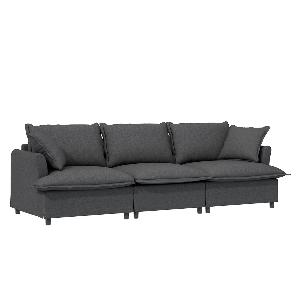 Module canapé 3 places pour canapé d'angle modulable, assise large, canapé moelleux en chenille avec coussins décoratifs