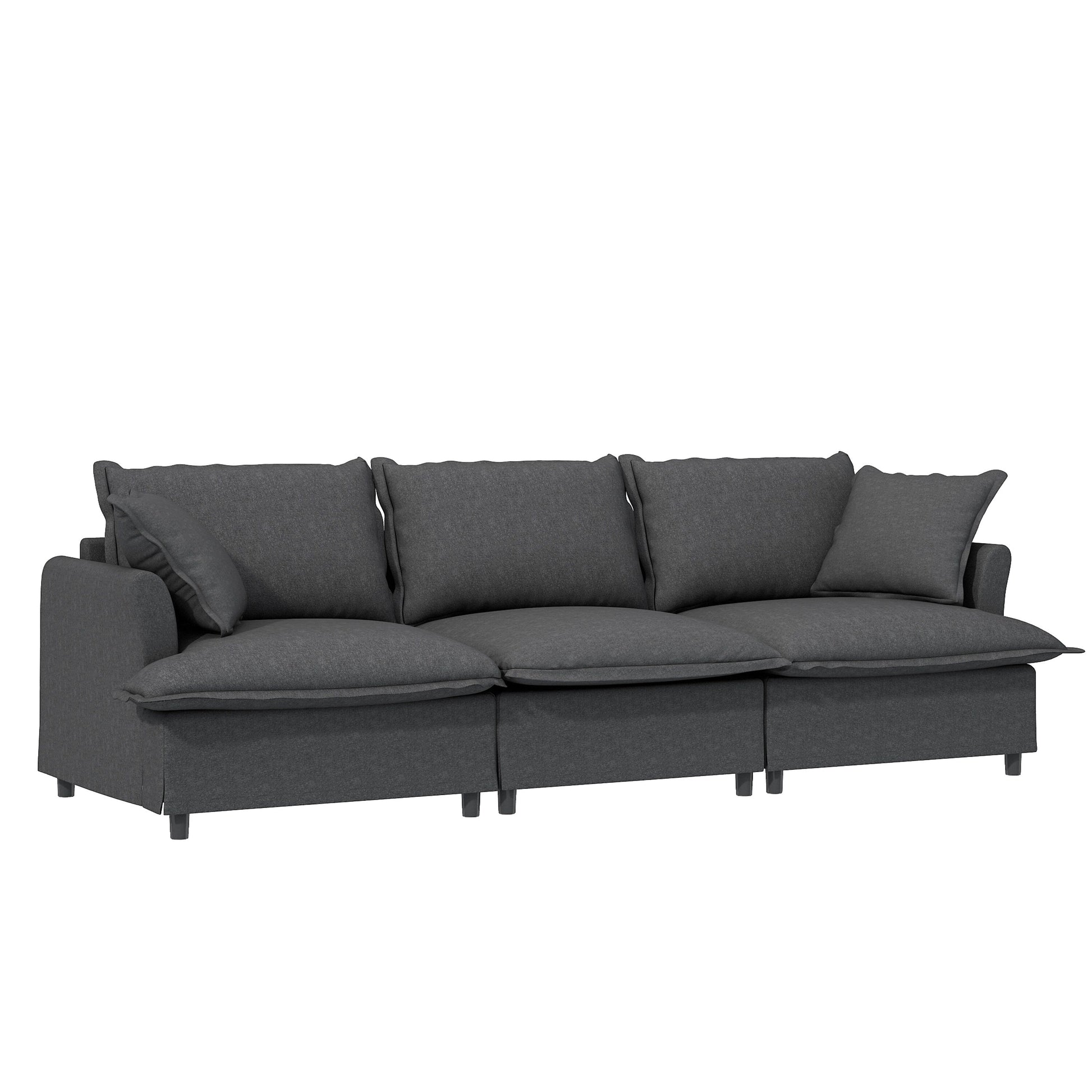 Module canapé 3 places pour canapé d'angle modulable, assise large, canapé moelleux en chenille avec coussins décoratifs