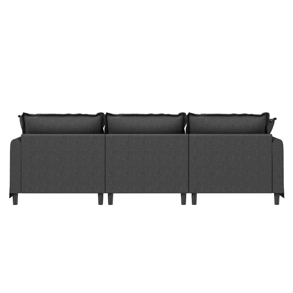 Module canapé 3 places pour canapé d'angle modulable, assise large, canapé moelleux en chenille avec coussins décoratifs