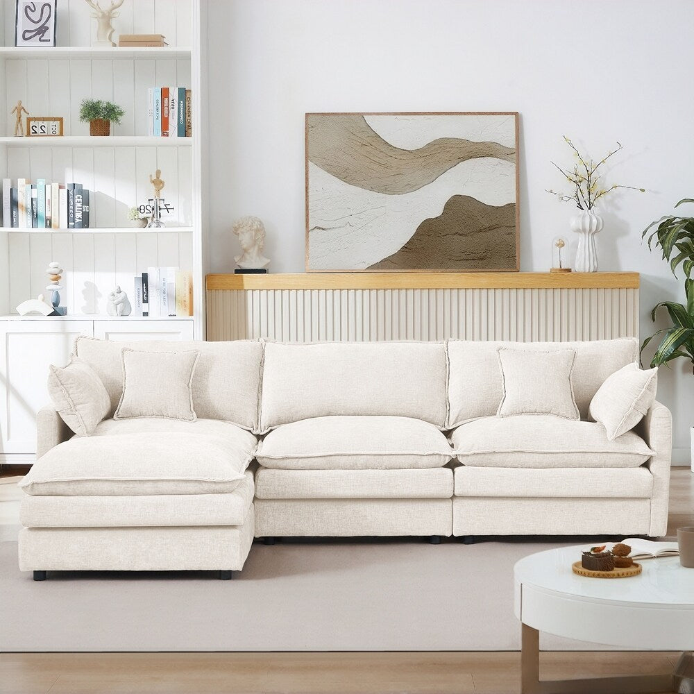 Canapé 3 places confortable en forme de nuage avec pouf amovible