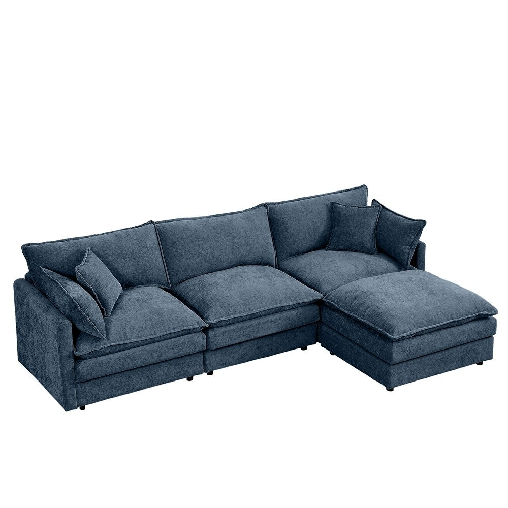 Canapé 3 places confortable en forme de nuage avec pouf amovible