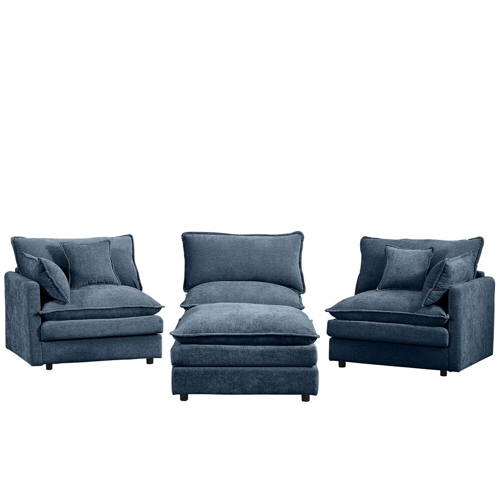 Canapé 3 places confortable en forme de nuage avec pouf amovible