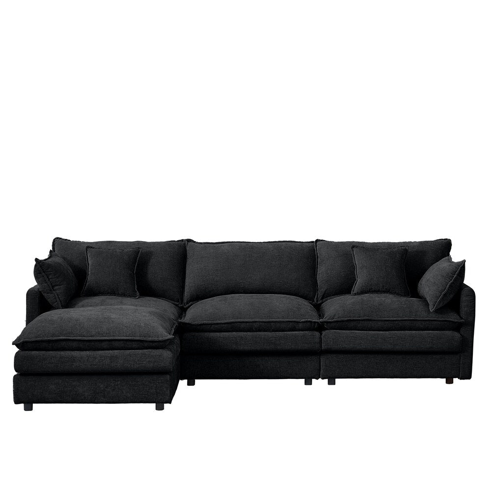 Canapé 3 places confortable en forme de nuage avec pouf amovible