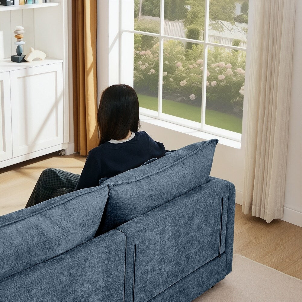Canapé 3 places confortable en forme de nuage avec pouf amovible