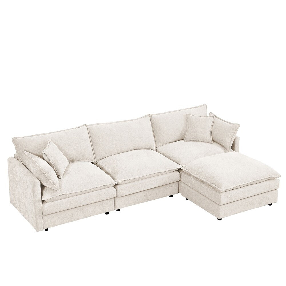 Canapé 3 places confortable en forme de nuage avec pouf amovible