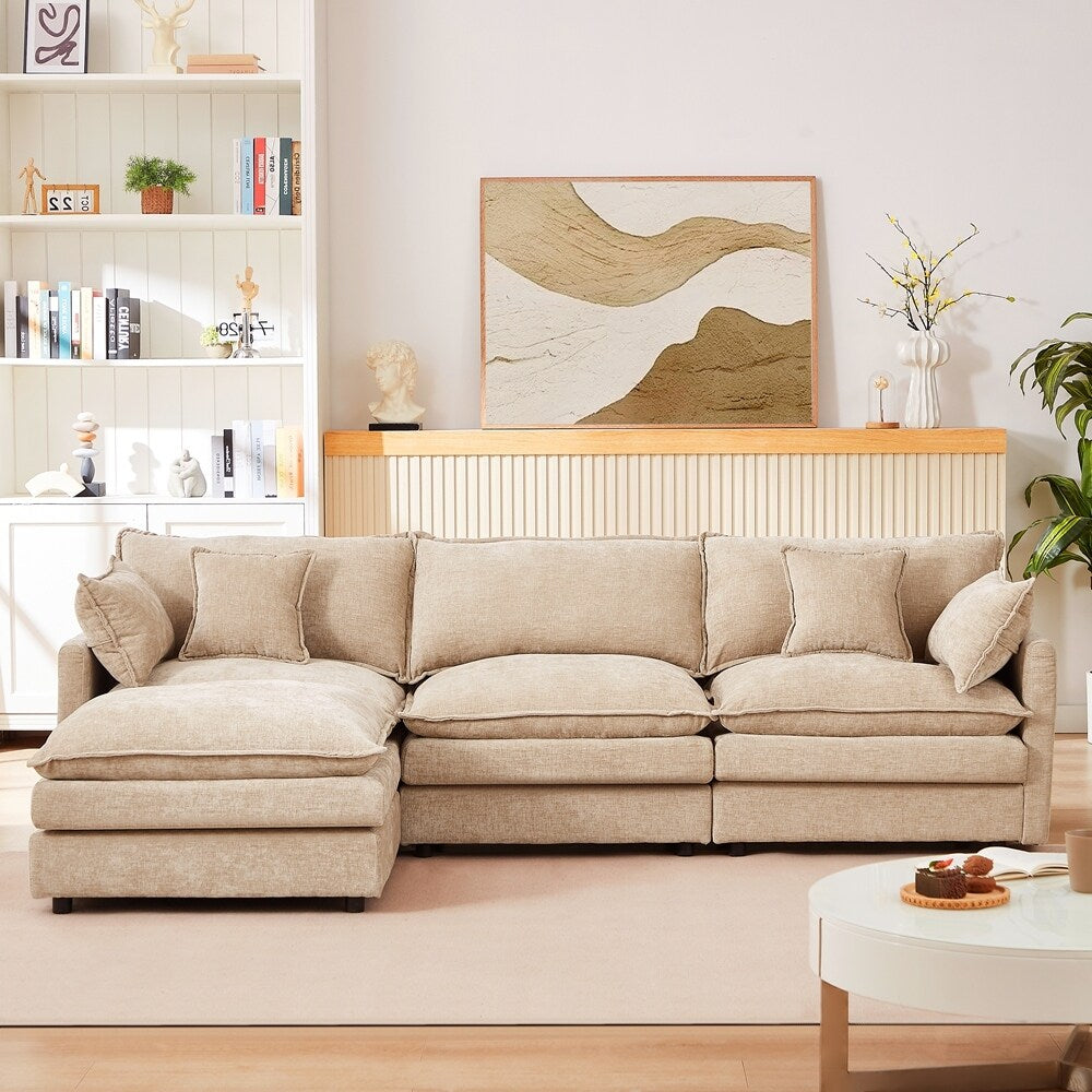 Canapé 3 places confortable en forme de nuage avec pouf amovible