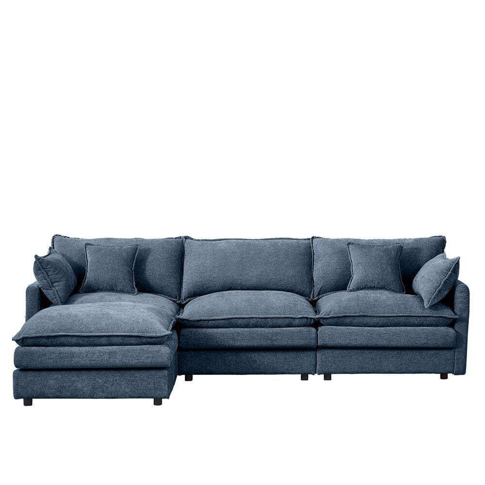 Canapé 3 places confortable en forme de nuage avec pouf amovible