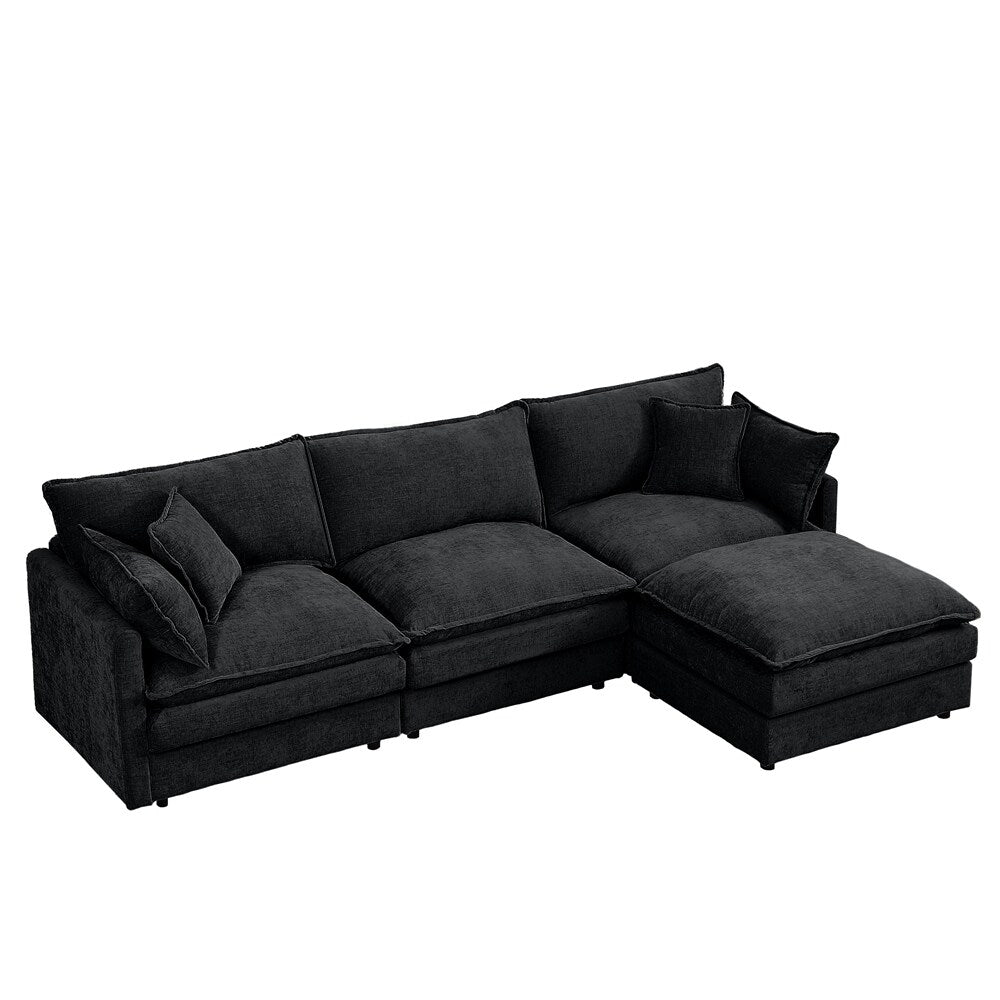 Canapé 3 places confortable en forme de nuage avec pouf amovible