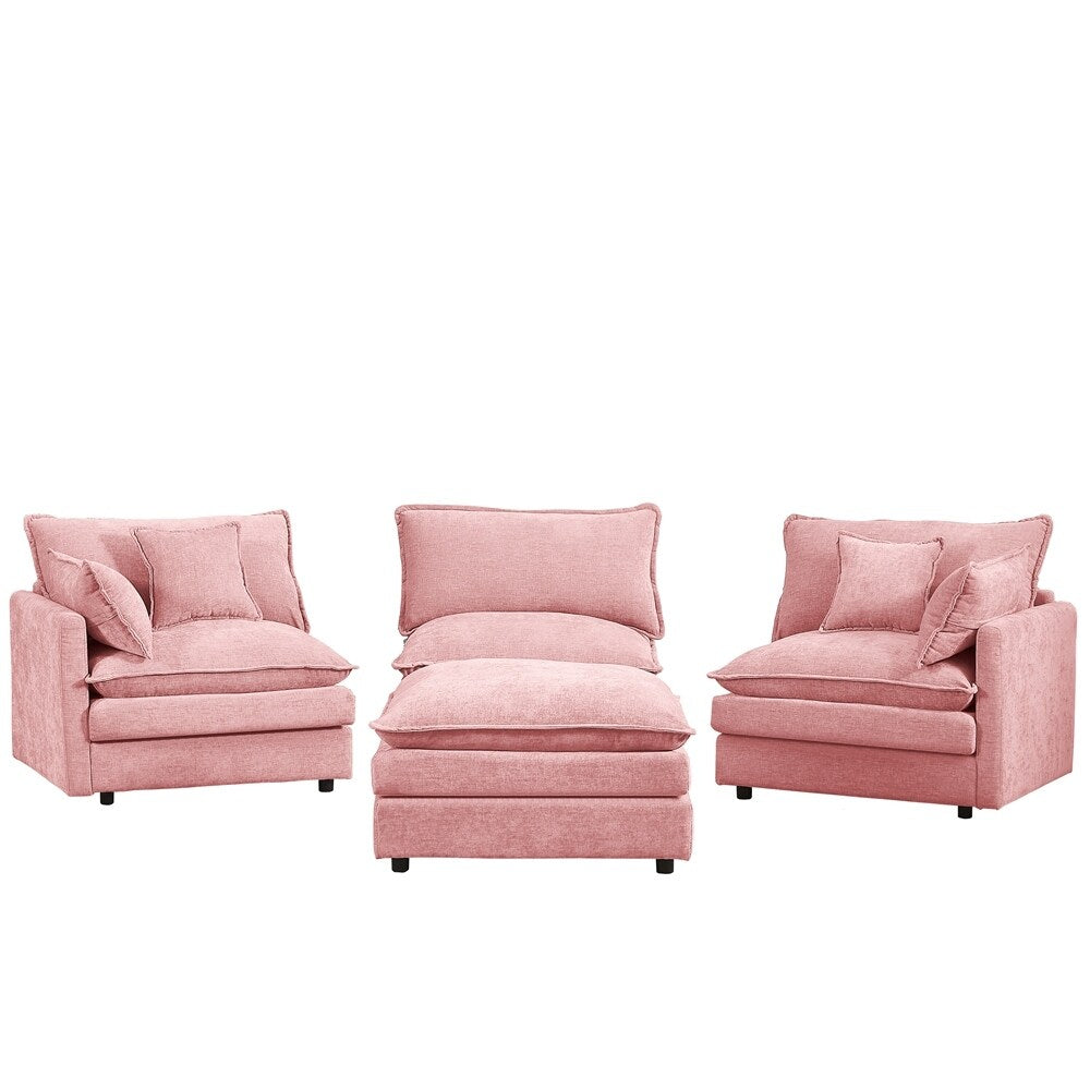 Canapé 3 places confortable en forme de nuage avec pouf amovible