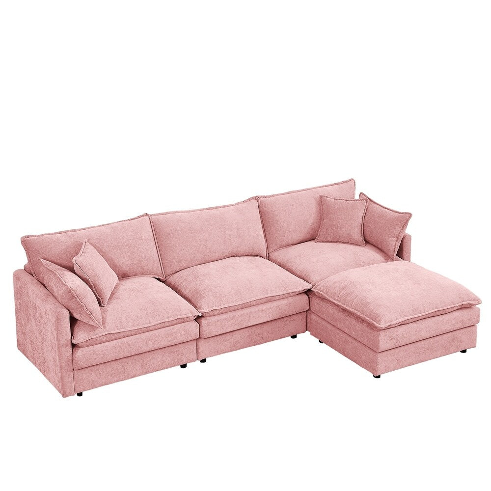 Canapé 3 places confortable en forme de nuage avec pouf amovible