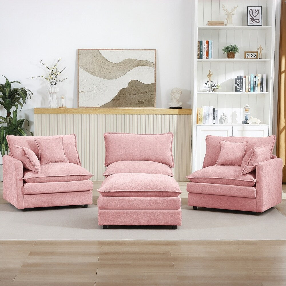 Canapé 3 places confortable en forme de nuage avec pouf amovible