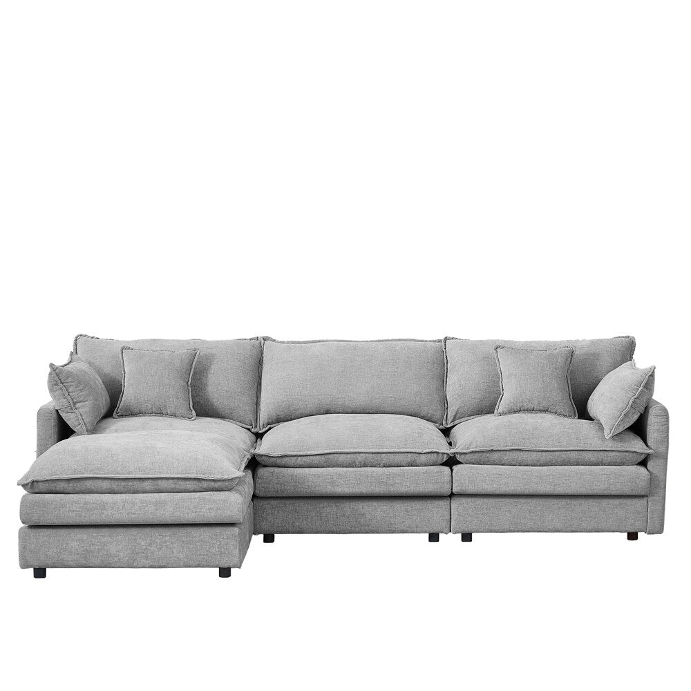 Canapé 3 places confortable en forme de nuage avec pouf amovible