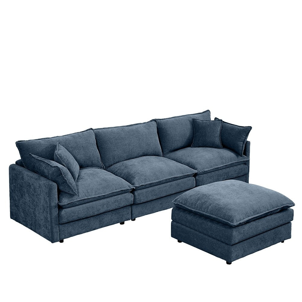 Canapé 3 places confortable en forme de nuage avec pouf amovible