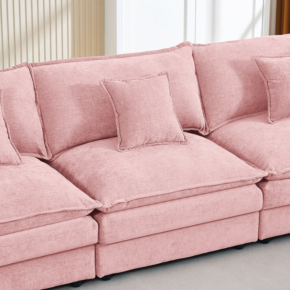 Canapé 3 places confortable en forme de nuage avec pouf amovible