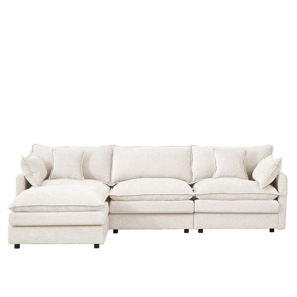 Canapé 3 places confortable en forme de nuage avec pouf amovible