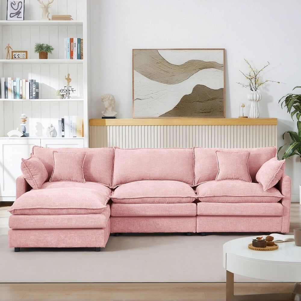 Canapé 3 places confortable en forme de nuage avec pouf amovible