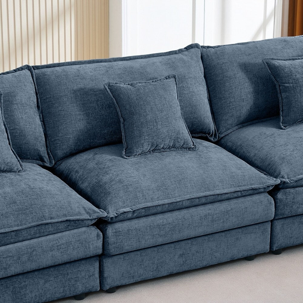 Canapé 3 places confortable en forme de nuage avec pouf amovible