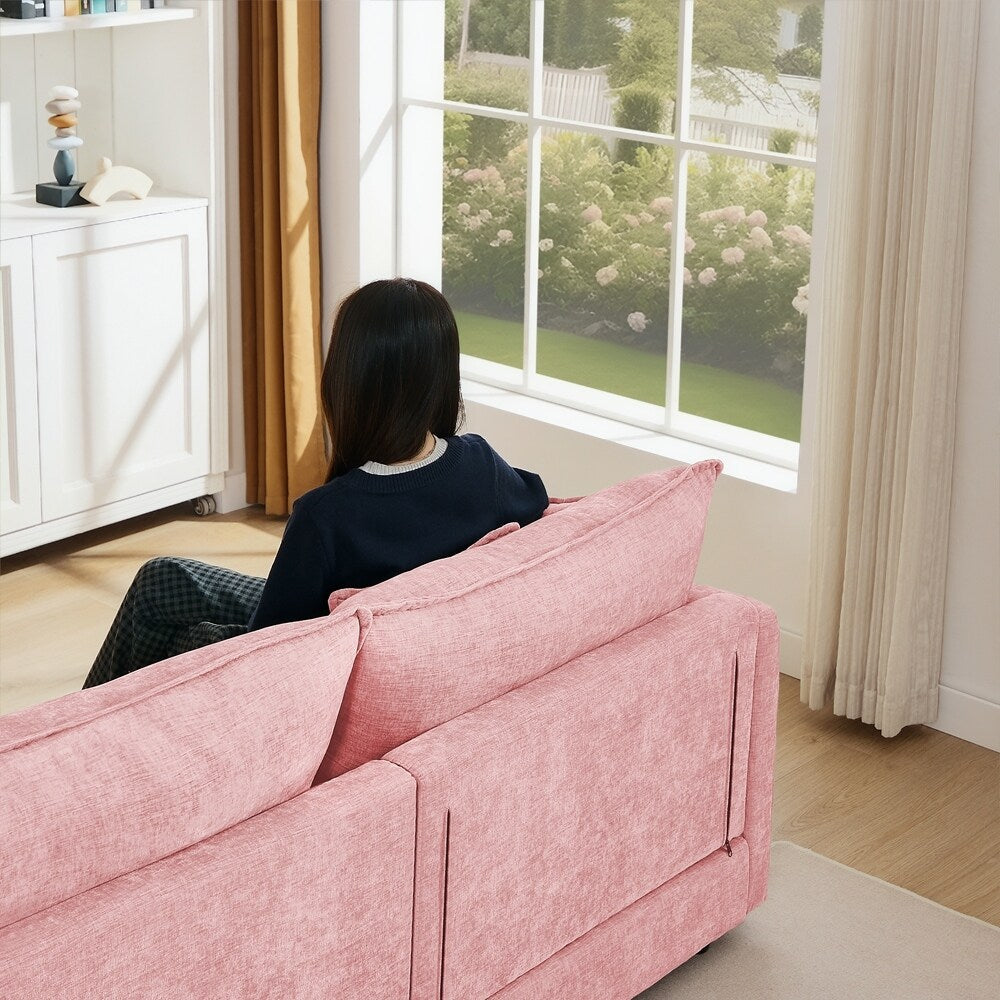 Canapé 3 places confortable en forme de nuage avec pouf amovible