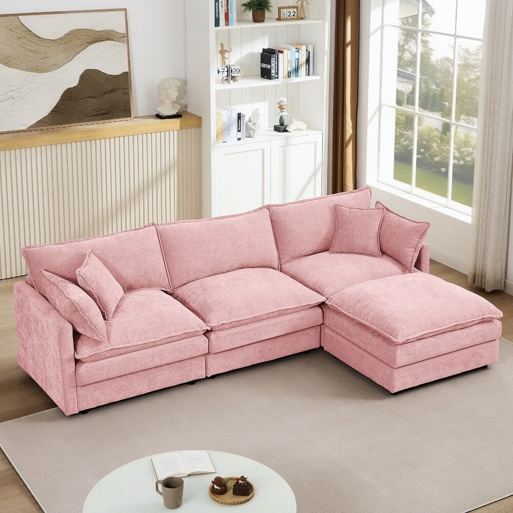 Canapé 3 places confortable en forme de nuage avec pouf amovible